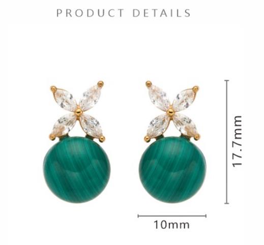 Butterfly Shaped Natural Gemstone and Pearl Stud Earrings